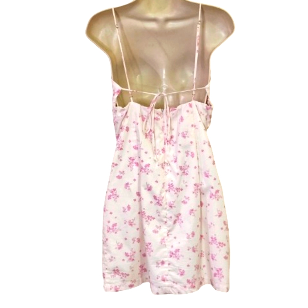 COTTON CANDY LA White/Pink Multi-Color Floral Sleeveless Mini Dress,Large - Picture 3 of 16